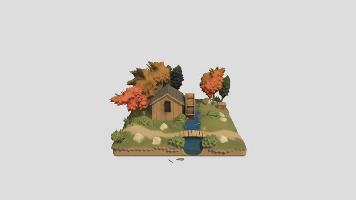 Watermill+diorama+3d+model – Modello 3D gratuito STL