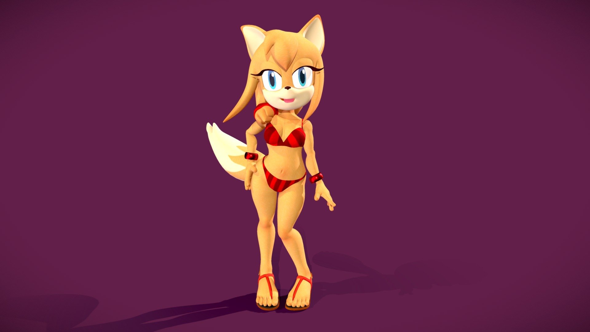 Zooey the Foxy, Sonic - 3D model by Natgica 