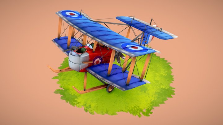 F.B.5 Vickers Gunbus Stylized Airplane 3D Model