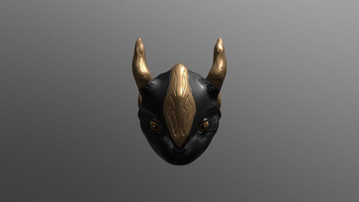 Golden baby dragon head 3D Model