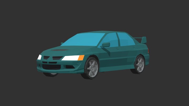 Mitsubishi Lancer Evolution VIII Low Poly 3D Model
