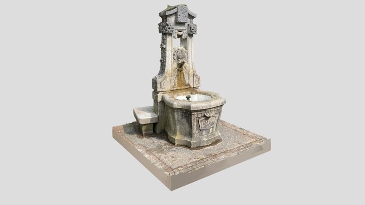 Decorated stone fountain 3D Model