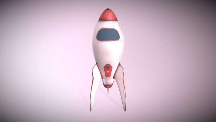 Retro Rocket Ship - Damaged 3D Model