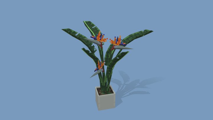 Bird Of Paradise In A Pot (Pixel/Low Poly) 3D Model