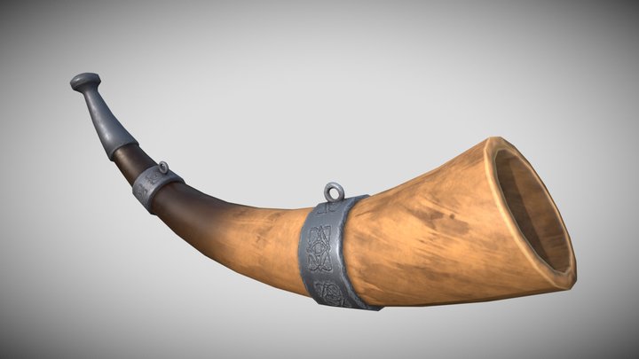 Stylized medieval viking horn 3D Model