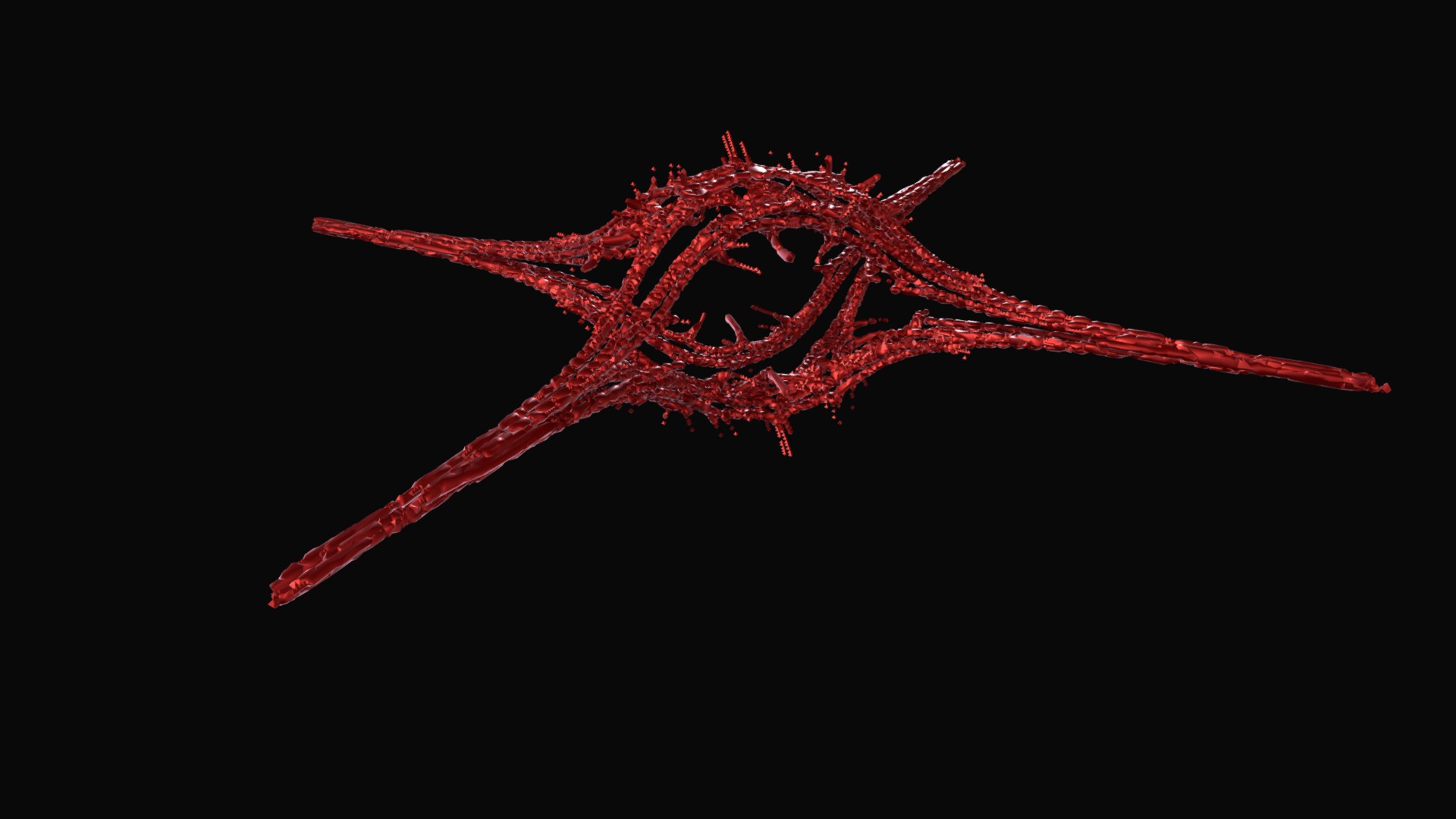 3D model Fractal Drone Frame / Spaceship - This is a 3D model of the Fractal Drone Frame / Spaceship. The 3D model is about a red starfish on a black background.