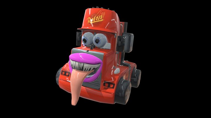 Red cartoon truck 3d model