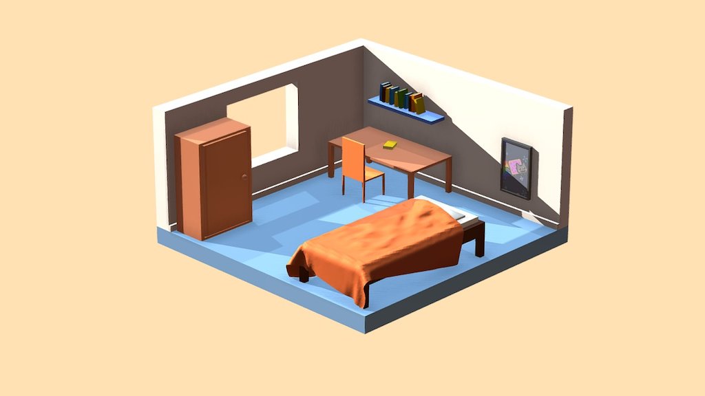 A minimalist room - 3D model by Sersou [27585a6] - Sketchfab