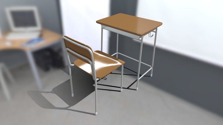 Japanese School Desk (JIS S 1021:2011) 3D Model