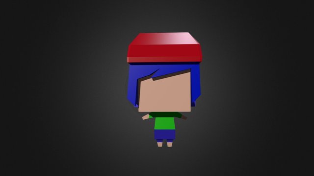 Very Low Poly Girl 3D Model