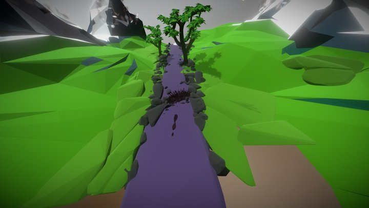 Mountains and river study 3D Model