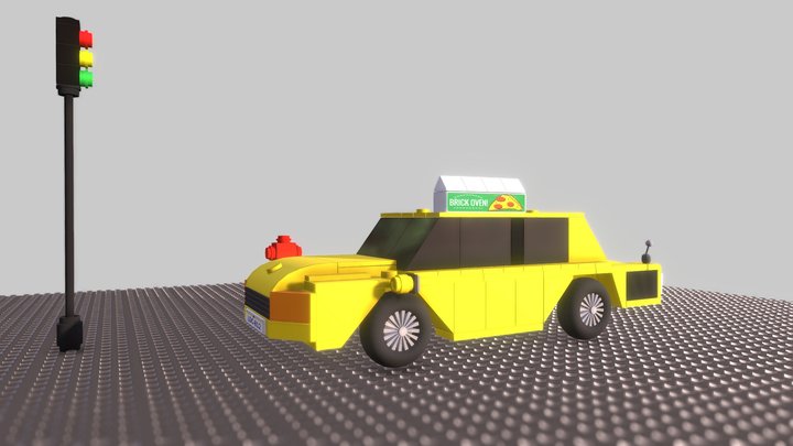 Lego-Style New York Yellow Taxi 3D Model