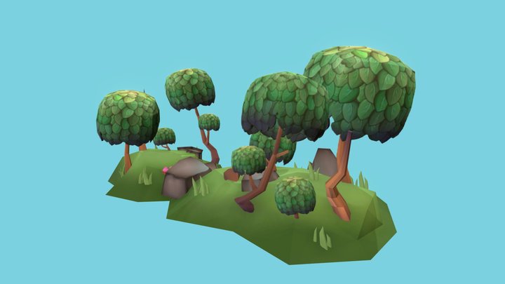 Simple Platform Trees 3D Model