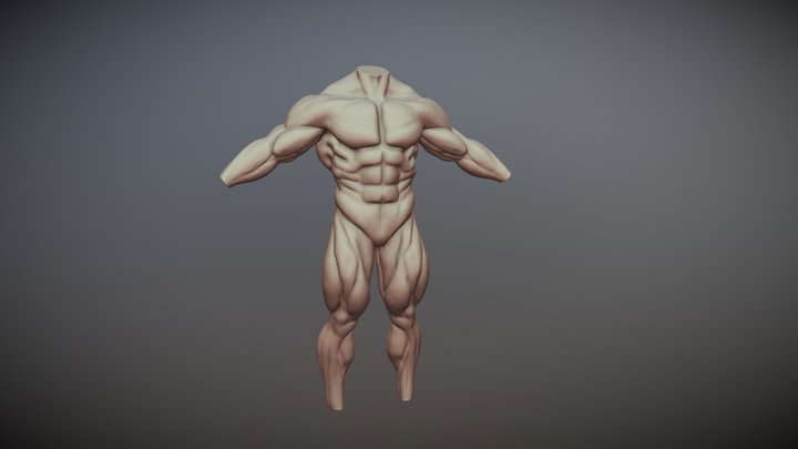 Very Muscular humanoid base body 3D Model