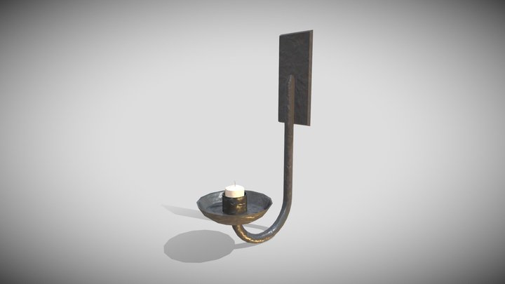 Worn Medieval Mounted Candle 3D Model