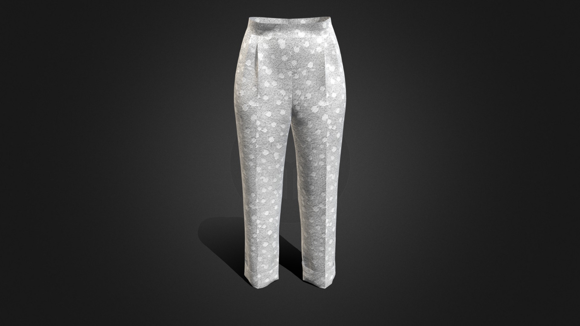3D model Two-tuck-woven Pants - This is a 3D model of the Two-tuck-woven Pants. The 3D model is about a stone statue on a black background.