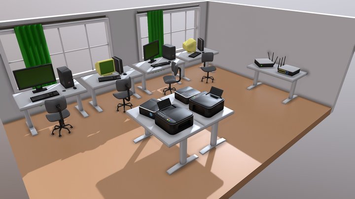 Computer Classroom 3D Model