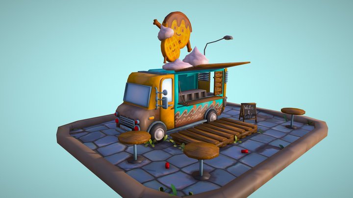 DAE Foodtruck - Waffle Truck 3D Model