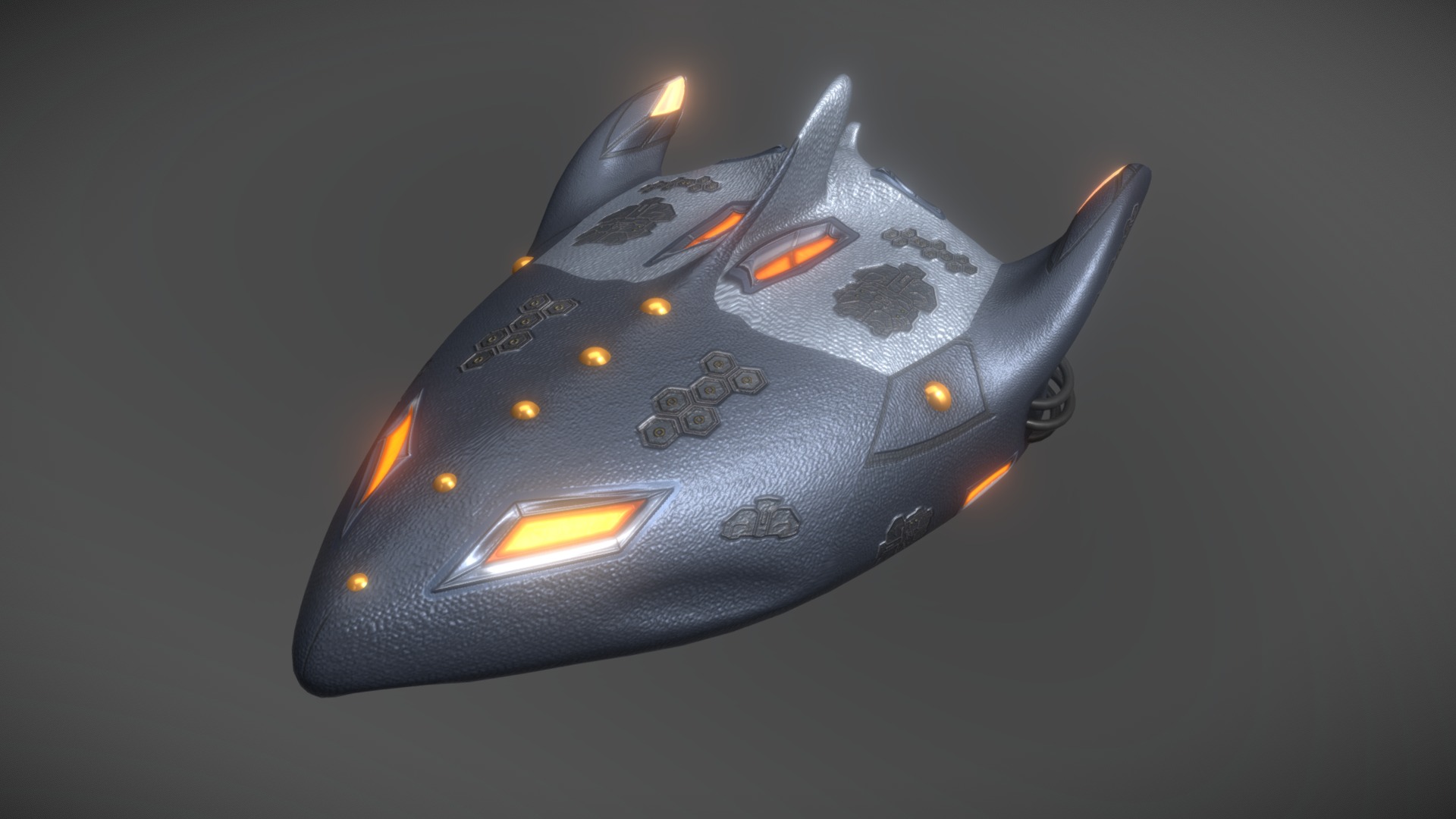 3D model Spaceship Cat6 - This is a 3D model of the Spaceship Cat6. The 3D model is about a jet fighter with a flame.