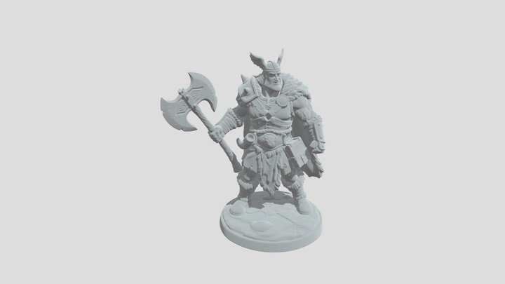 Frostbound Berserker with Battle Axe 3D Model