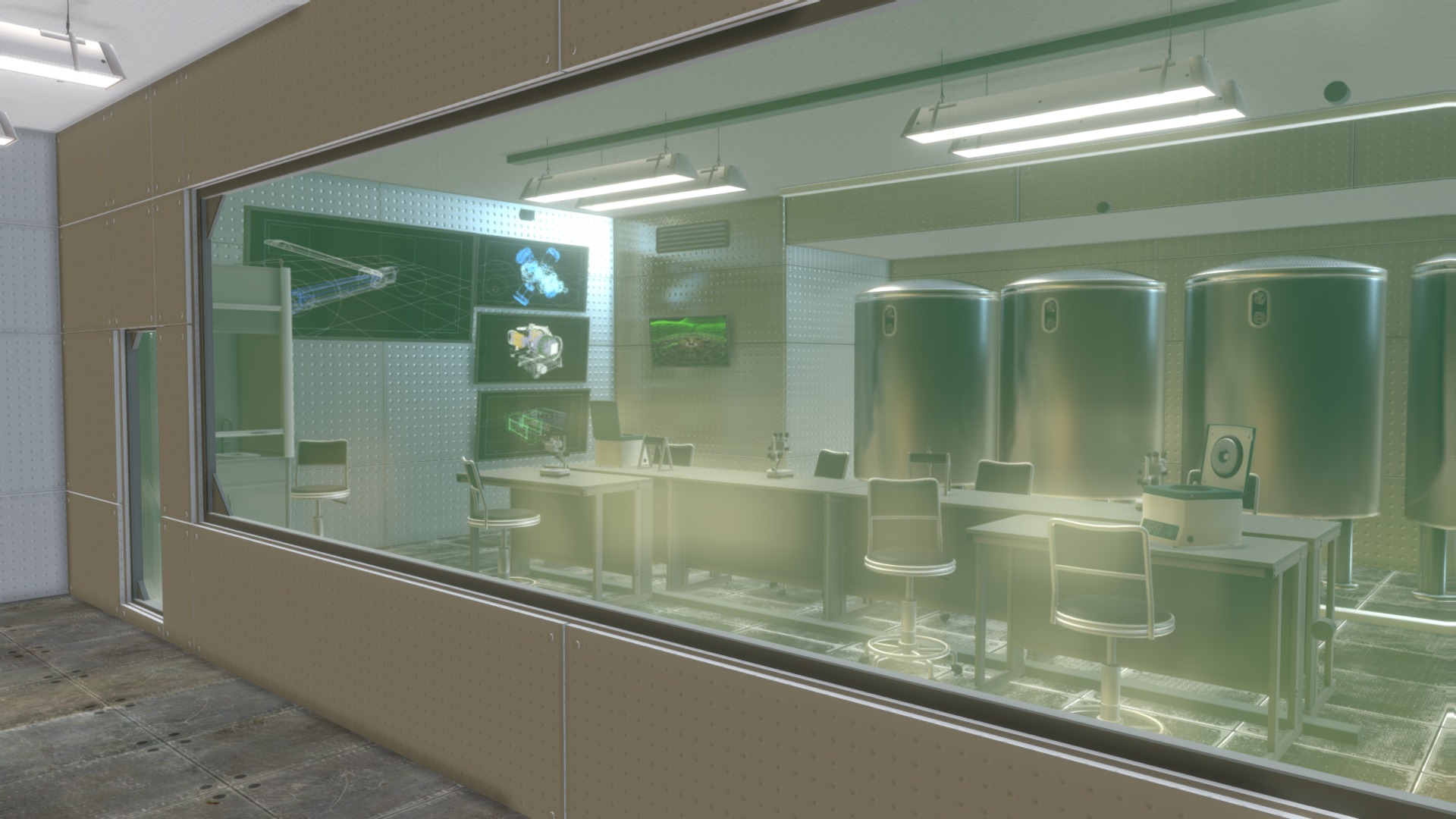3D model Modern laboratory – modular interiors and props - This is a 3D model of the Modern laboratory - modular interiors and props. The 3D model is about a bathroom with a glass shower.