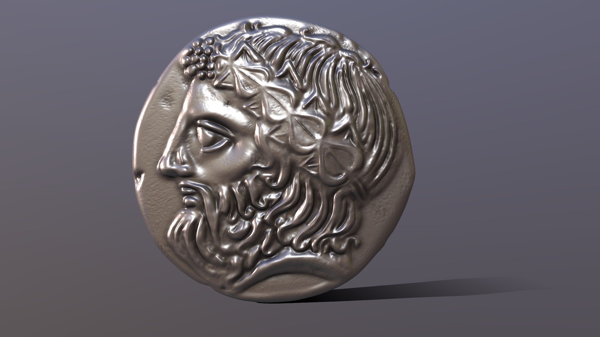 3D model Tetradrachme Thasos - This is a 3D model of the Tetradrachme Thasos. The 3D model is about a gold and silver statue.