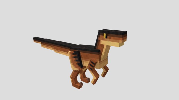 Minecraft style Velociraptor 3D Model