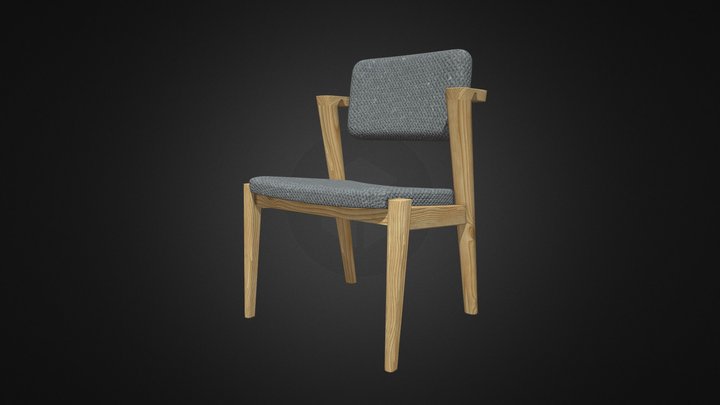 light wood chair upholstered 3D Model
