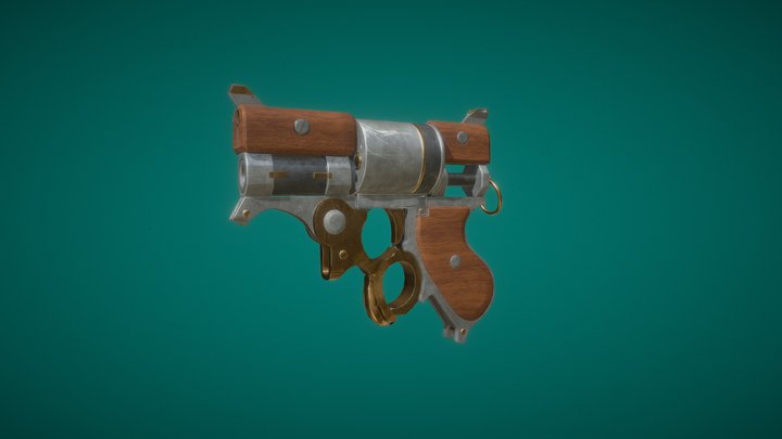 Steampunk Revolver 3D Model