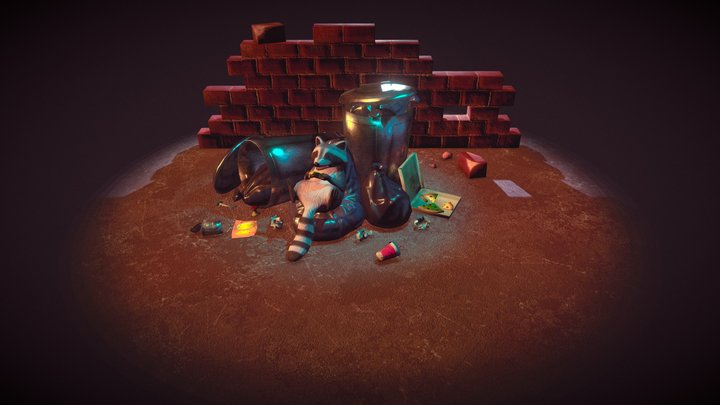 Trash panda gets pizza 3D Model