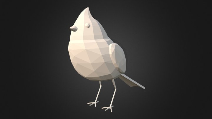 Red Bird Fin Lowpoly 1023 3D Model