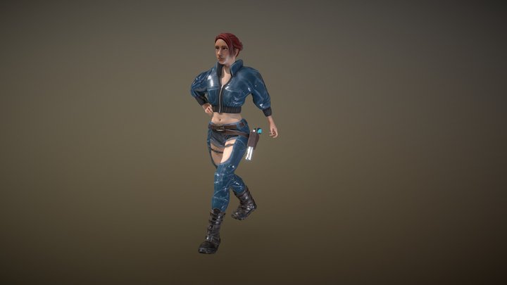 Character SF Woman Guard Pose 3D Model