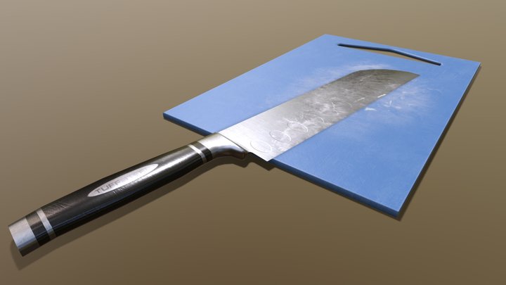 "Cheese Knife" and Chopping Board 3D Model