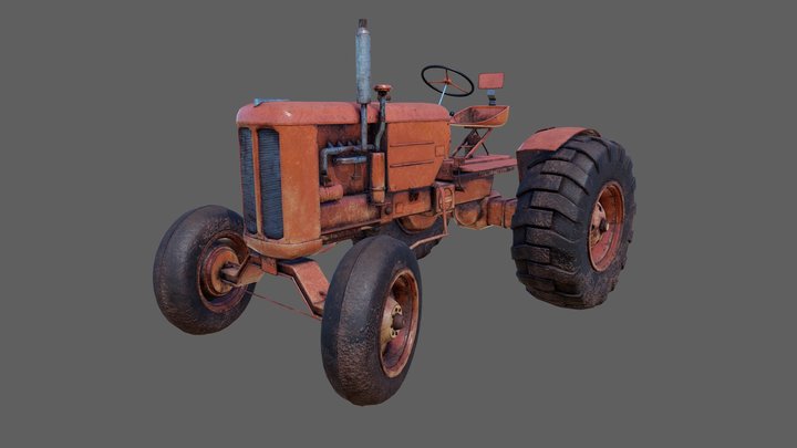 Old Farm Tractor 3D Model