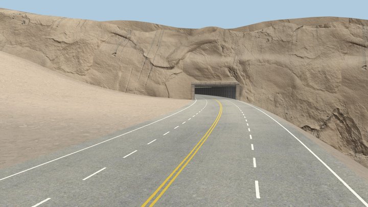 American Road Through Tunnel 3D Model