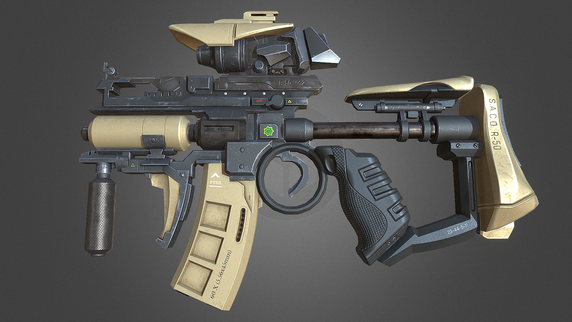 3D model Weapons of the future - This is a 3D model of the Weapons of the future. The 3D model is about a gun with a scope.