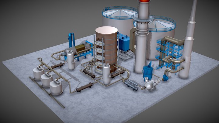 Sulfuric Acid Production Plant 3D Model