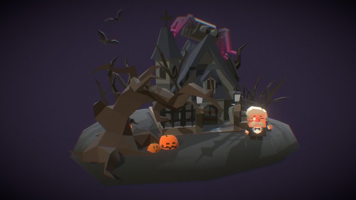 Food Conga Halloween Haunted House Scene 3D Model