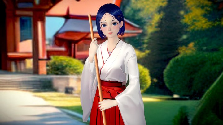 a certain miko girl and her holiday. 3D Model