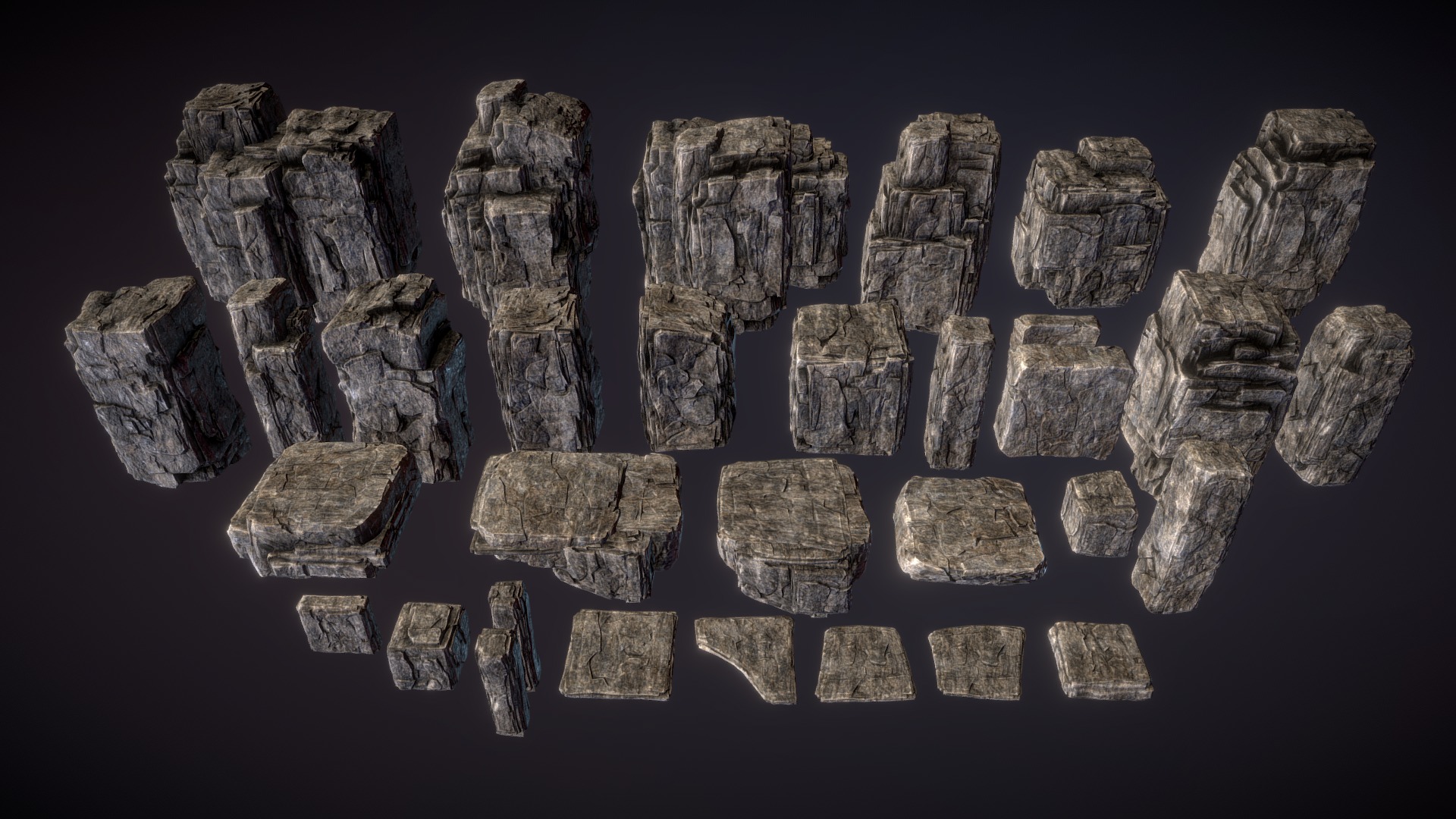 3D model Blocked Rocks - This is a 3D model of the Blocked Rocks. The 3D model is about text.