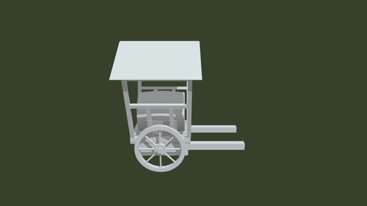 A cart with a barrel 3D Model