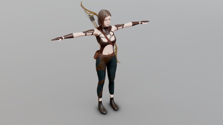 Elf archer Game Ready Low Poly 3D model 3D Model