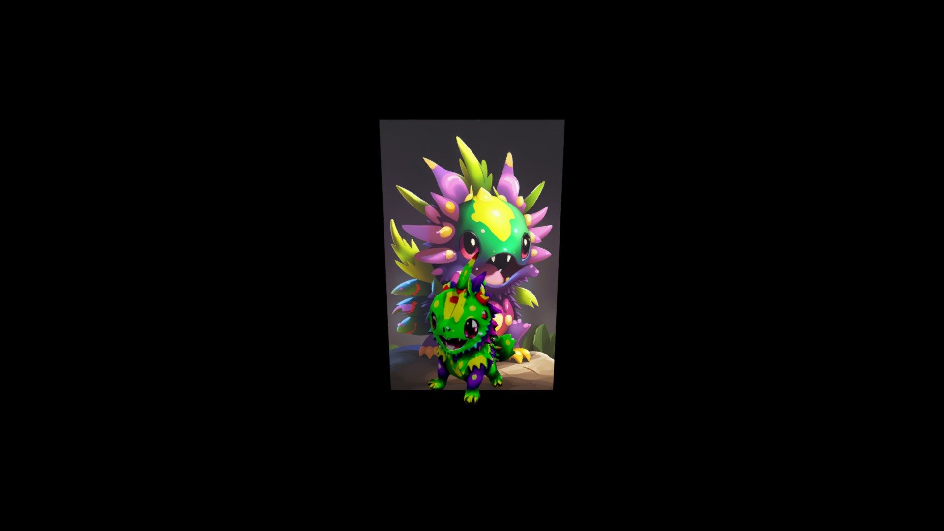 brightly colored monster with heart eyes and sh - Download Free 3D ...