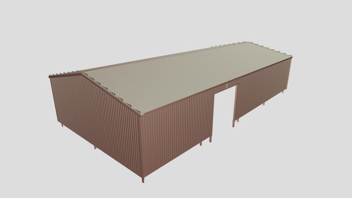 SHED - 24 X 12 X 4 2 - 6M BAYS 3D Model