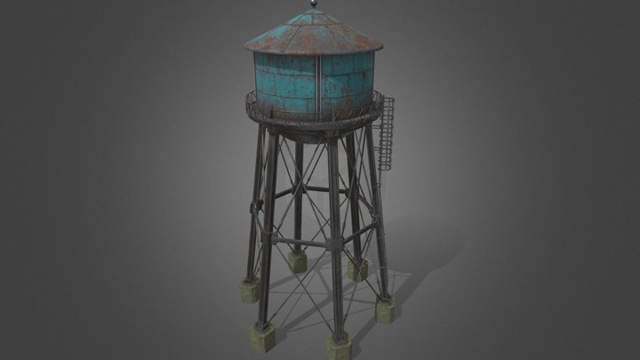 Old Rusty Water Tank 3D Model