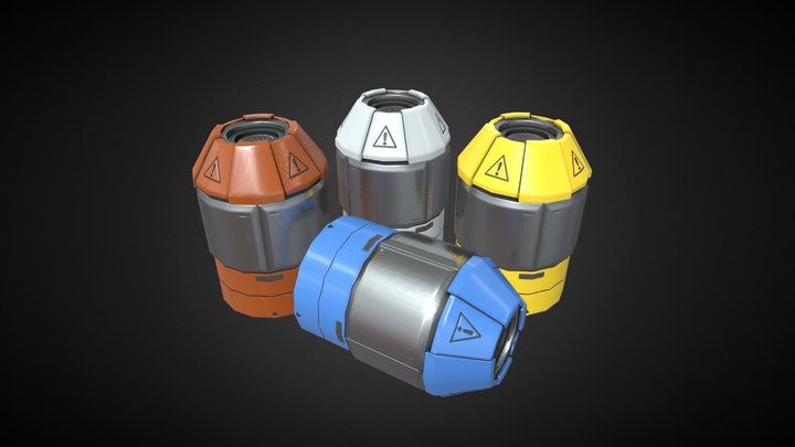 SciFi Cylinder Canisters 3D Model