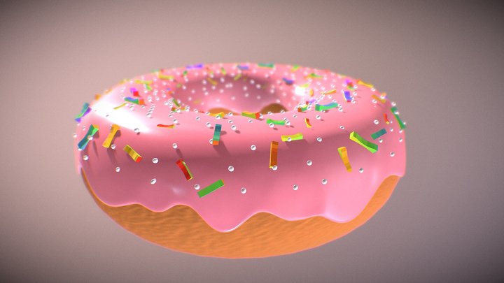 Pink Glazed Donut 3D Model