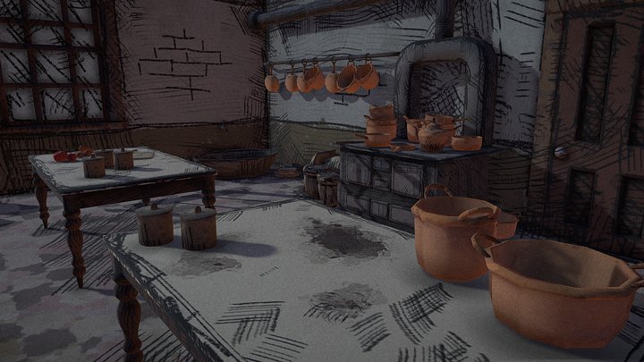 Stylized Victorian Kitchen – Modello 3D gratuito STL