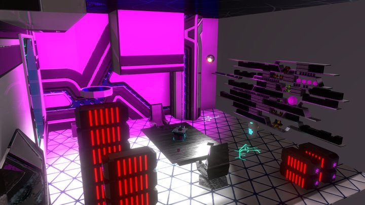 Futuristic Rooms in a Tower 3D Model