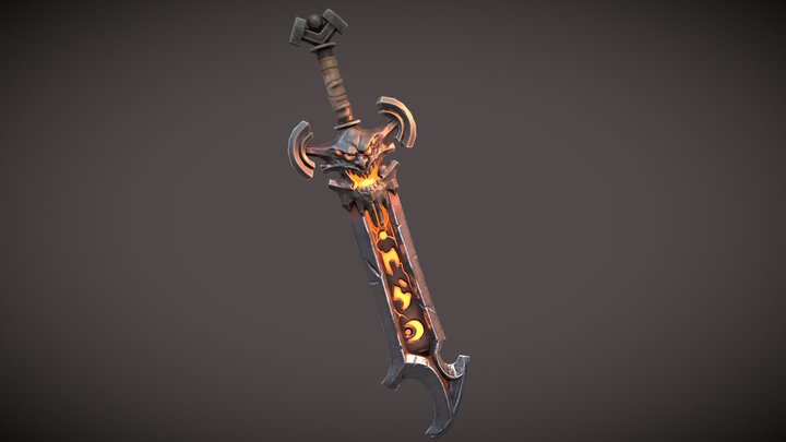 3D model Handpainted Fantasy Dragon Sword VR / AR / low-poly